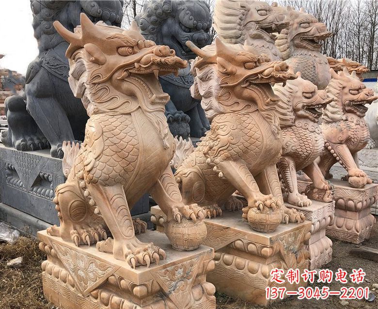西安晚霞红麒麟石雕 (2)