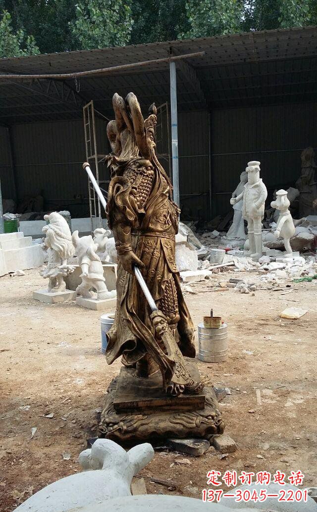 西安武财神关公玻璃钢仿铜雕塑