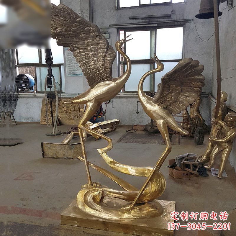 西安仙鹤铜雕景观