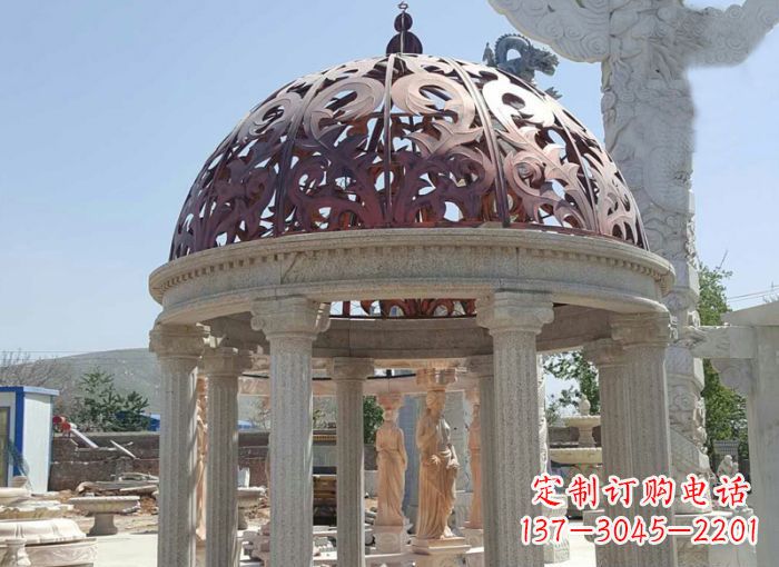 西安小区欧式圆顶凉亭石雕 (3)
