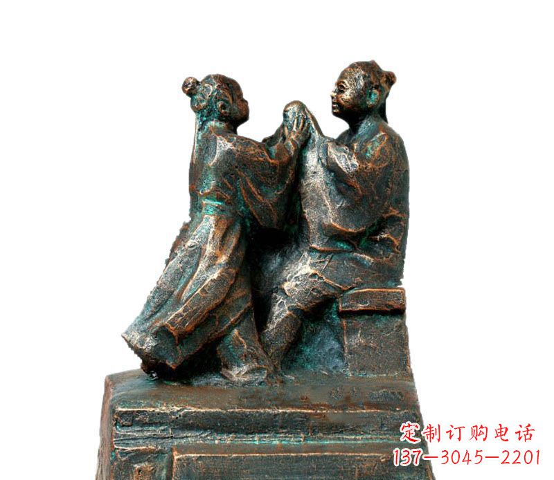 西安校园古代孔融让梨人物铜雕