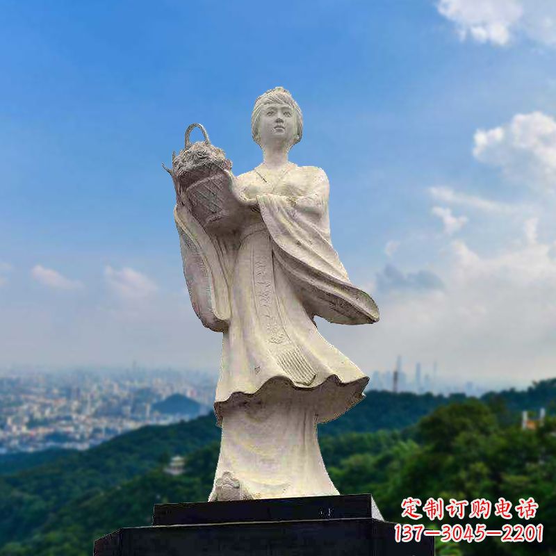 西安虞姬景观石雕像-景区园林古代美女雕塑