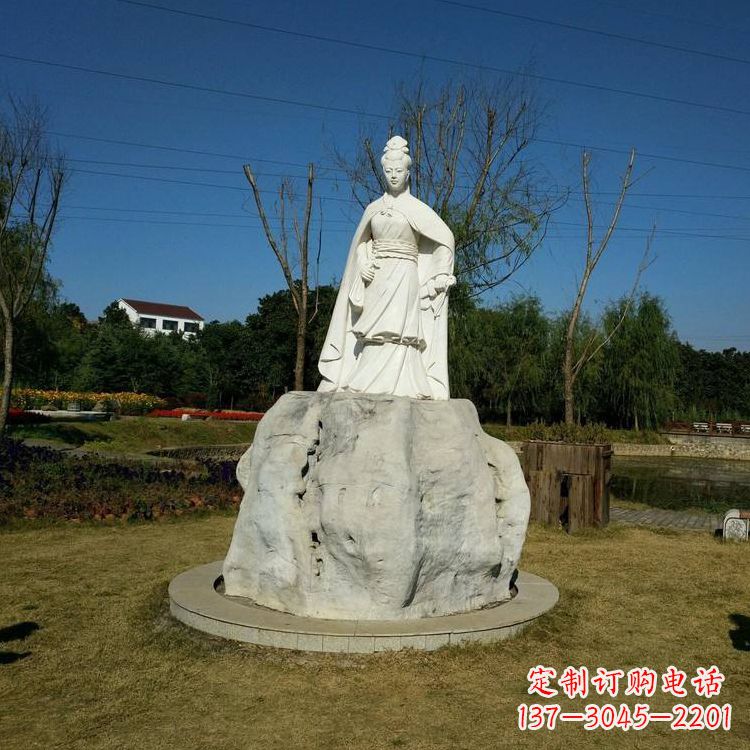 西安虞姬石雕塑-公园历史名人楚汉时期美女雕像