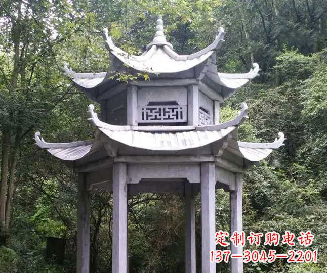 西安园林仿古石凉亭景观石雕 (3)