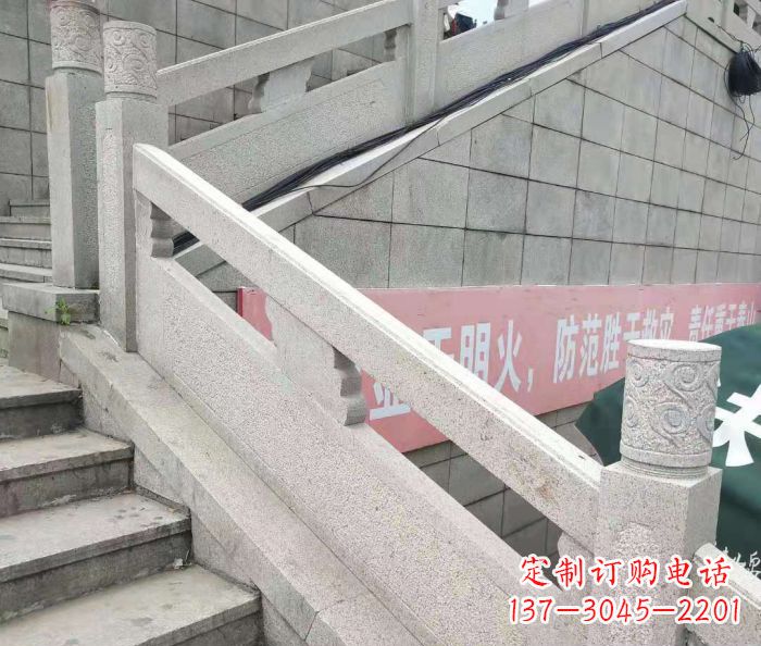 西安园林景观大理石桥栏板石雕_1 (2)
