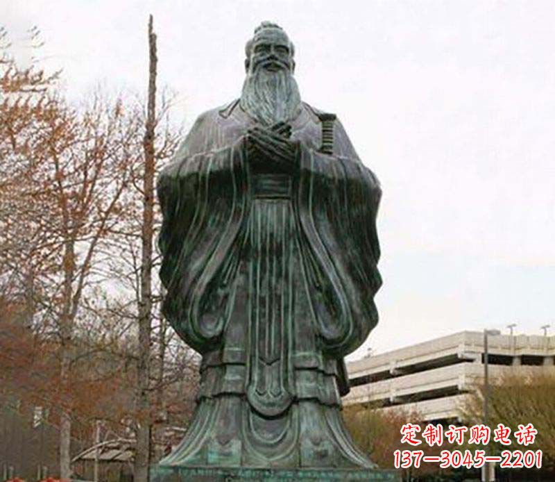 西安园林老子人物铜雕