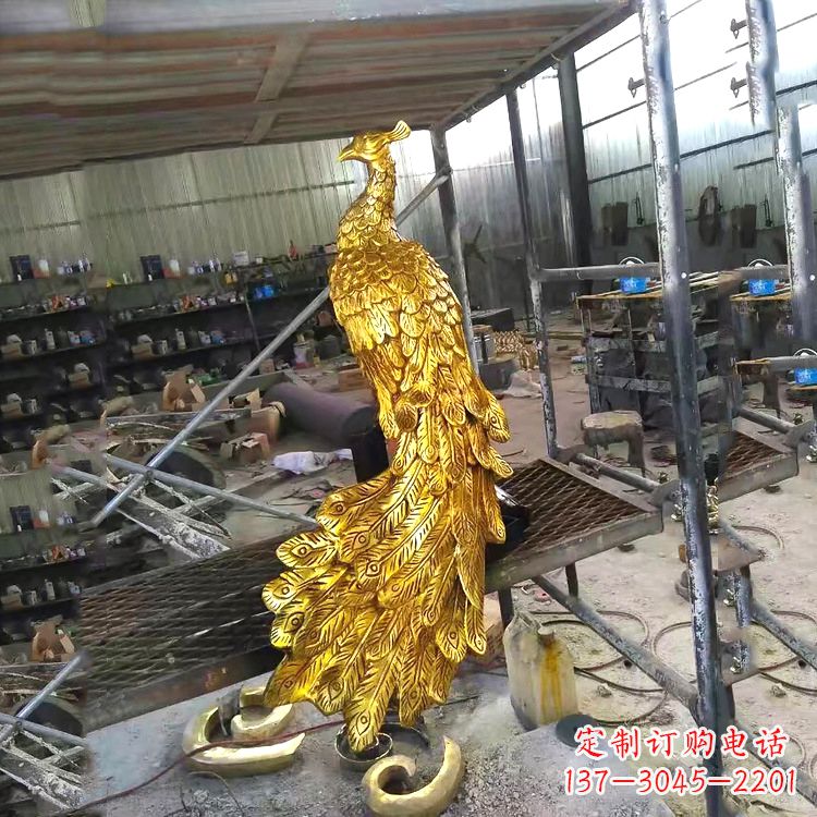 西安中国古代传说中的瑞鸟凤凰鎏金铜雕