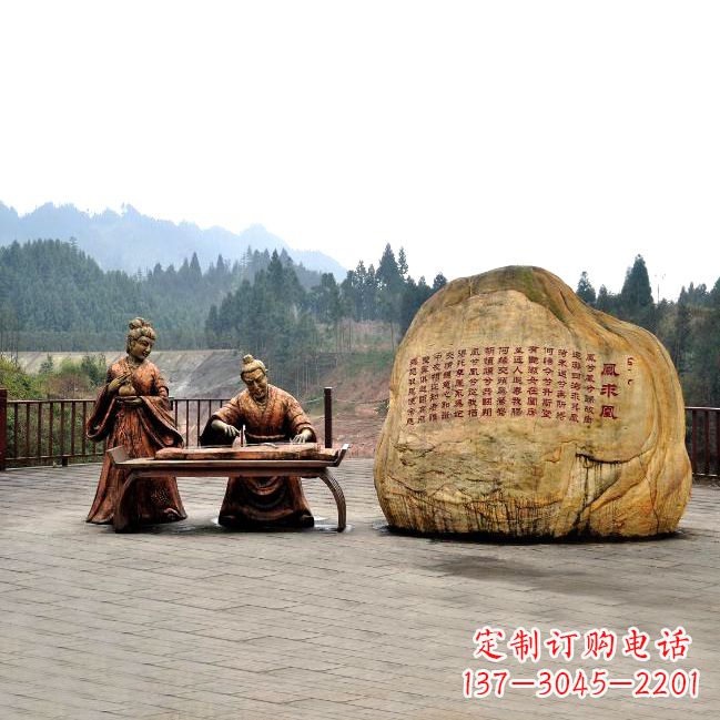 西安卓文君与司马相如凤求凰公园景观雕塑-历史典故人物情景雕塑